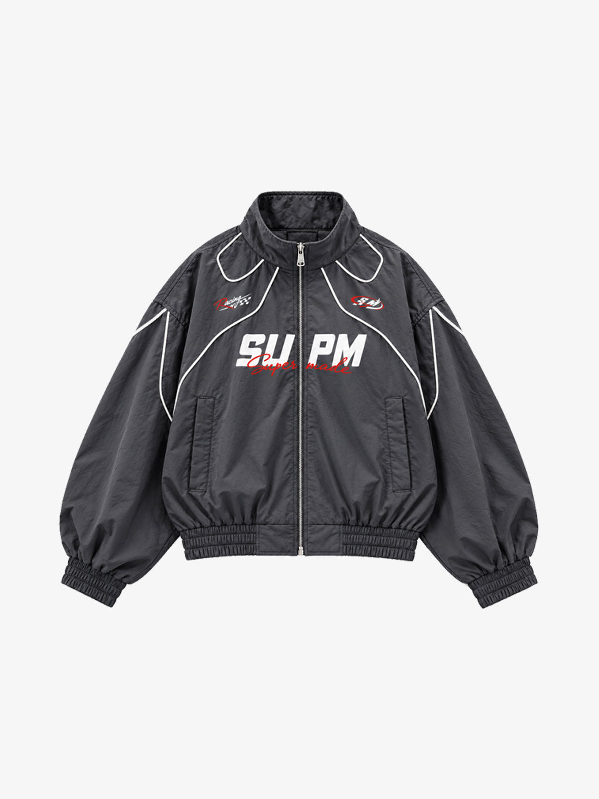 Retro Track Panel Zip-Up Jacket & Wide-Leg Track Pants Set