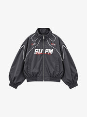 Retro Track Panel Zip-Up Jacket & Wide-Leg Track Pants Set