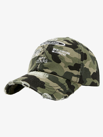 Letter Embroidered Washed Distressed Baseball Cap