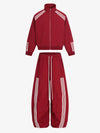 Cotton-Blend Track Suit Set with White Stripes - Oversized Zip-Up Jacket and Wide-Leg Pants 