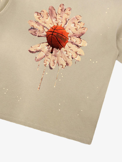 thesupermade Funny street basketball floral pattern design T-shirt 