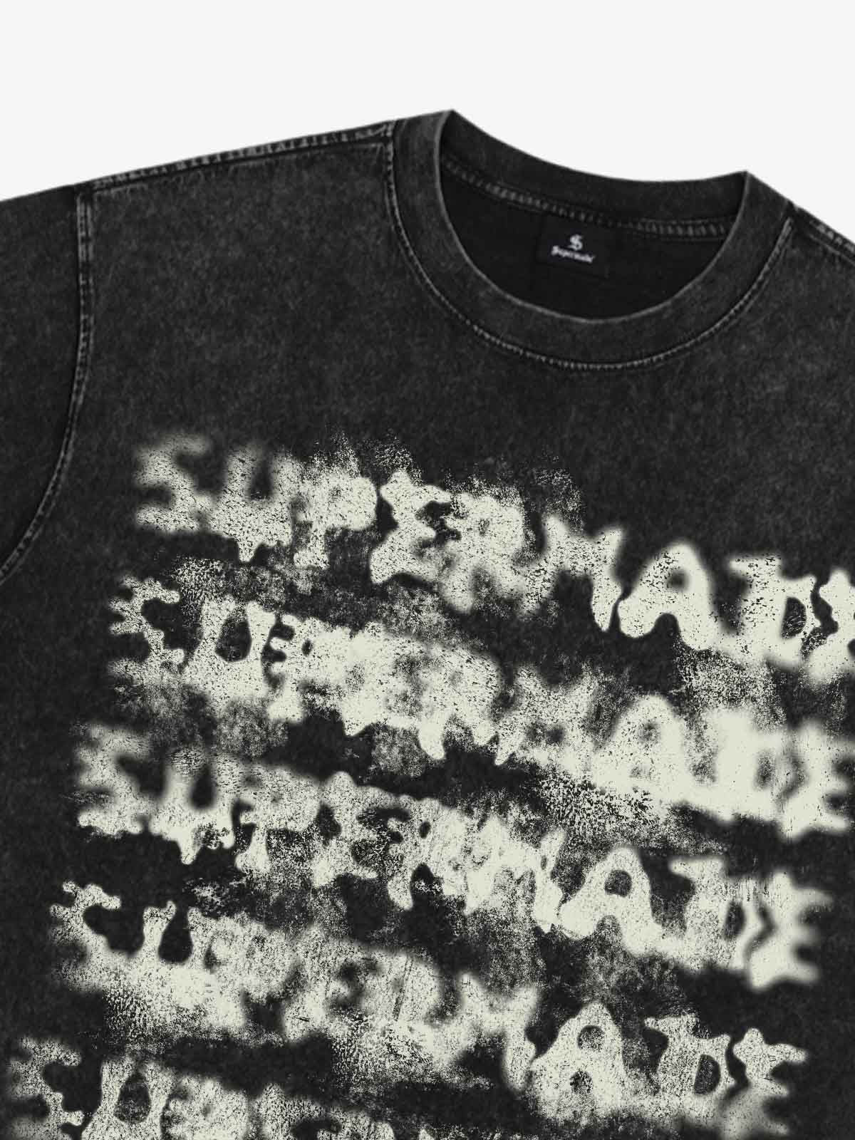 Washed Spray Effect Letter Print T-Shirt 