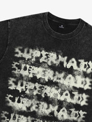 Washed Spray Effect Letter Print T-Shirt 