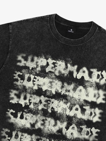 Washed Spray Effect Letter Print T-Shirt 