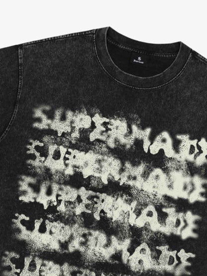 Washed Spray Effect Letter Print T-Shirt 