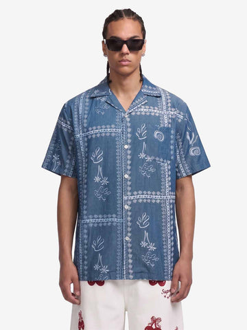 Blue Paisley Camp Collar Boxy Shirt 