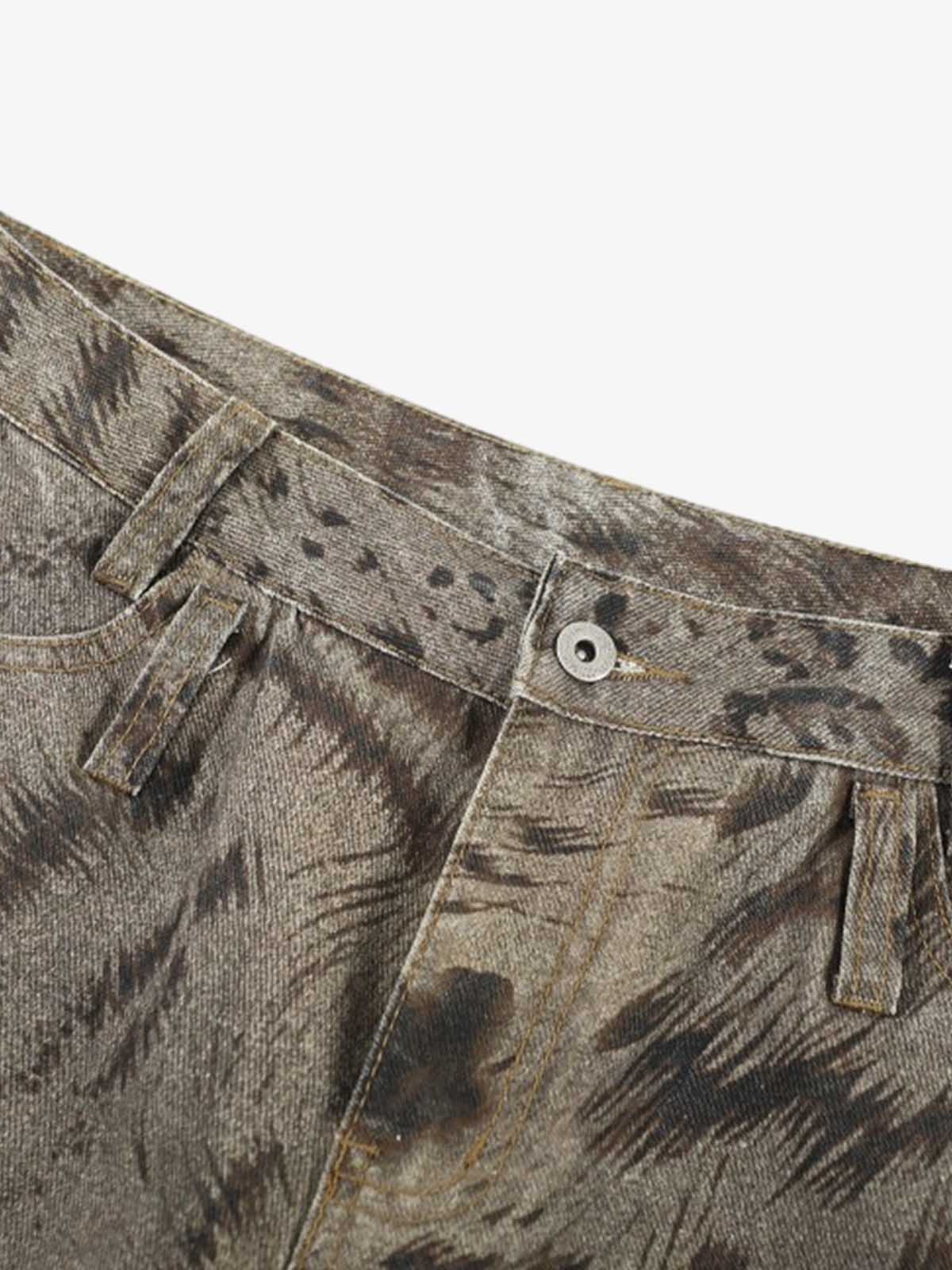 Leopard Tiger Curved-Leg Jeans 