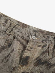 Leopard Tiger Curved-Leg Jeans 