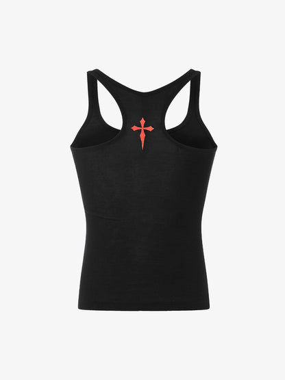 Graphic Text Racerback Slim Fit Tank Top 