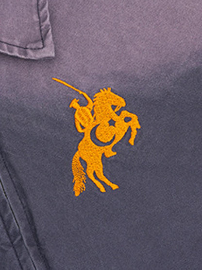 Washed Gradient Embroidered Zip Jacket 