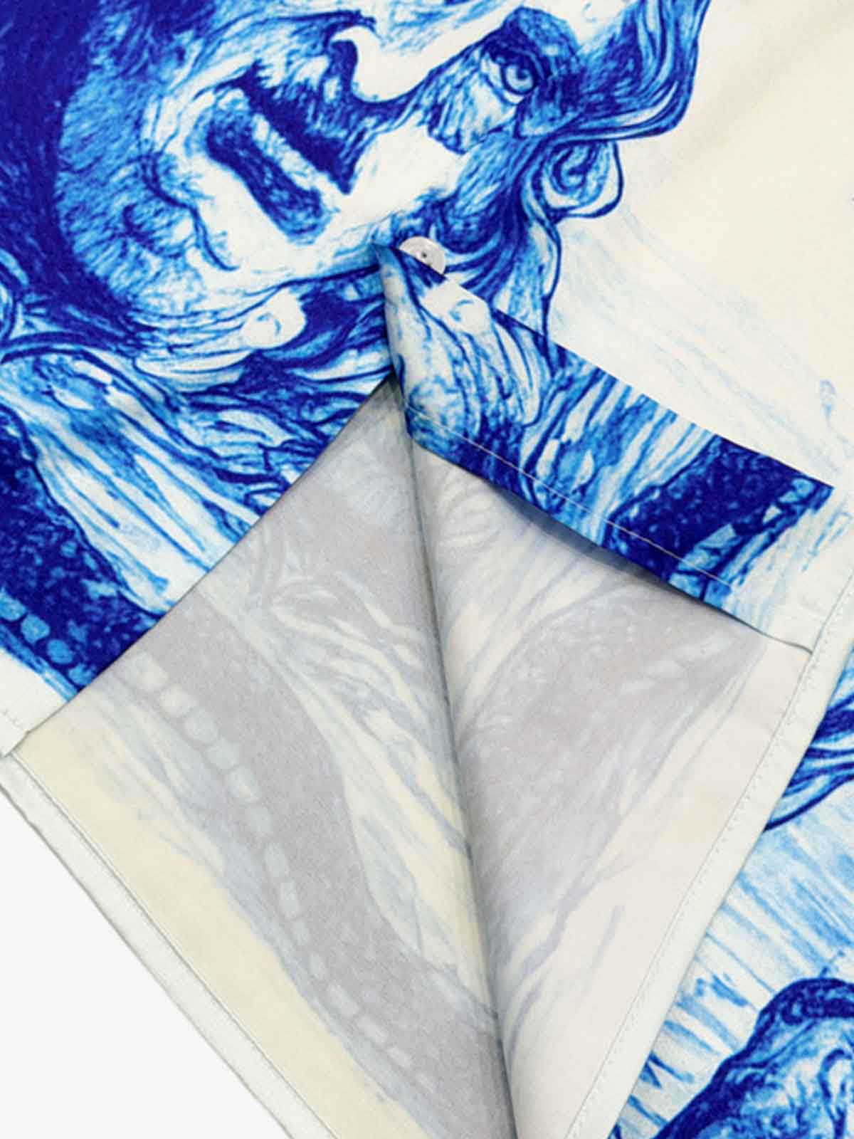 Blue Sketch Mythological Camp Collar Boxy Shirt 