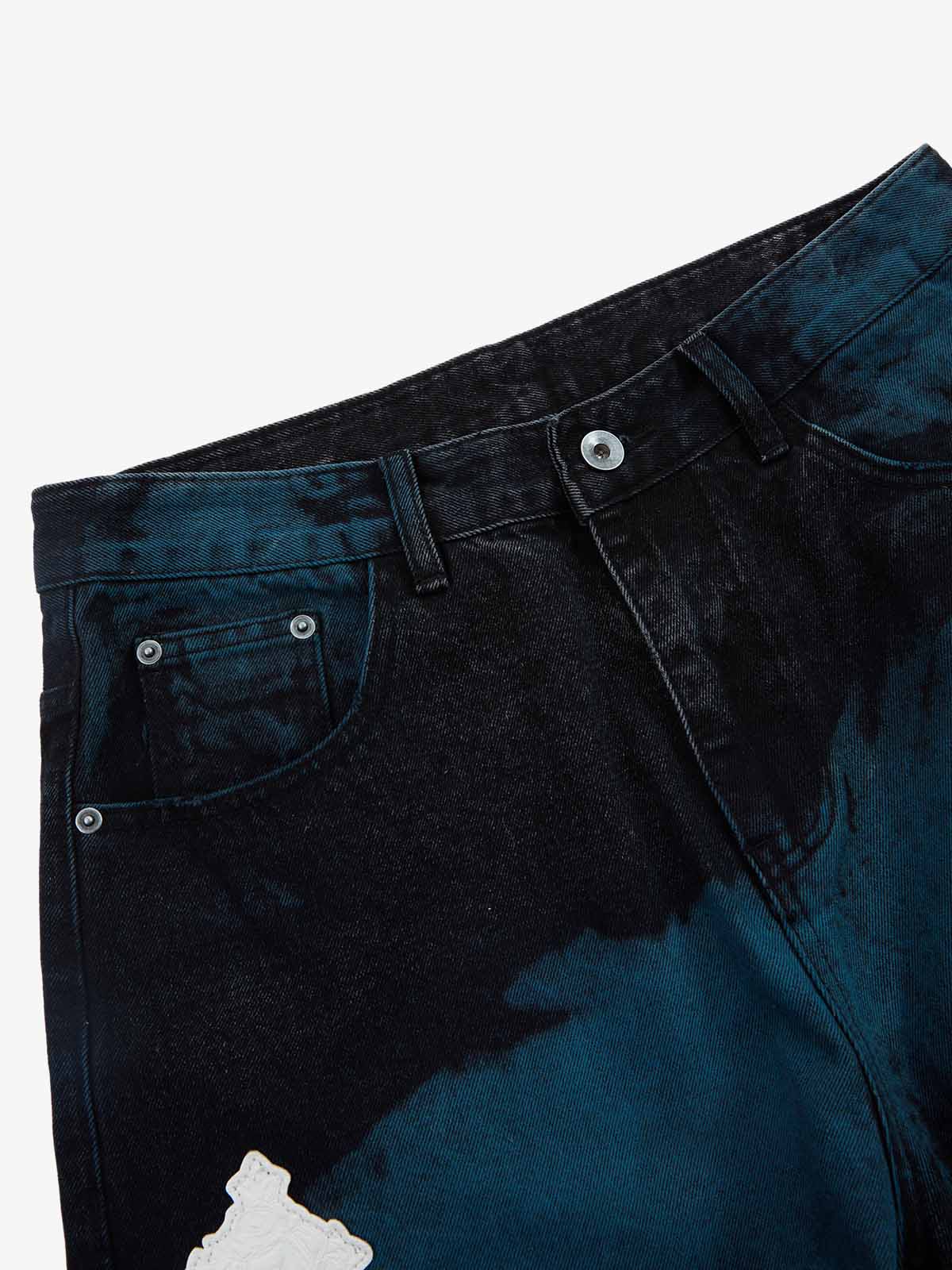 Supermade Retro Distressed Print Heavyweight Canvas Baggy Pants 