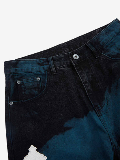 Supermade Retro Distressed Print Heavyweight Canvas Baggy Pants 