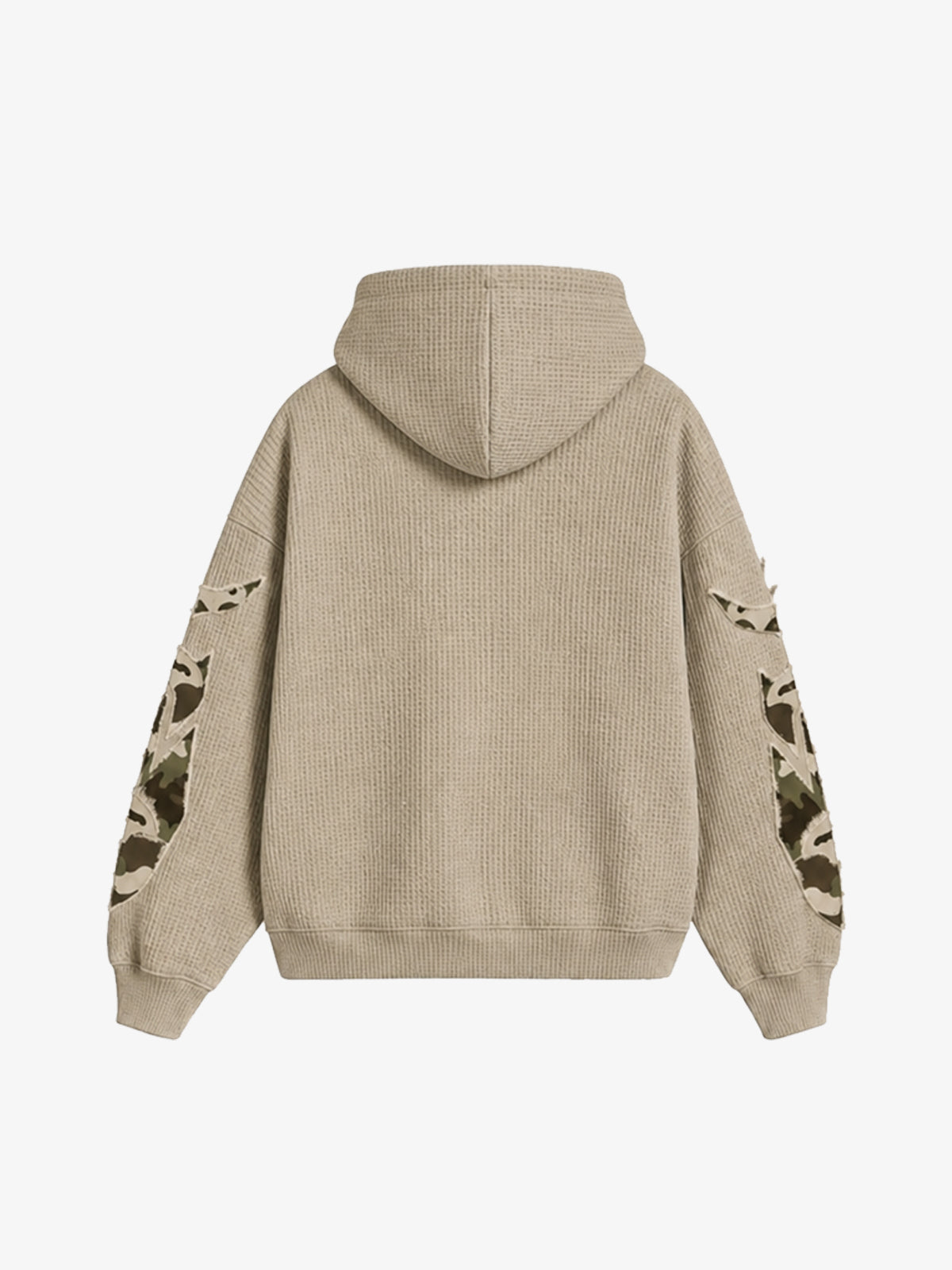 Waffle-Knit Camo Appliqué Embroidered Hoodie & Wide-Leg Sweatpants Set