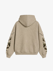 Waffle-Knit Camo Appliqué Embroidered Hoodie & Wide-Leg Sweatpants Set