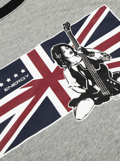 Retro Union Jack Graphic Raglan Long Sleeve T-Shirt