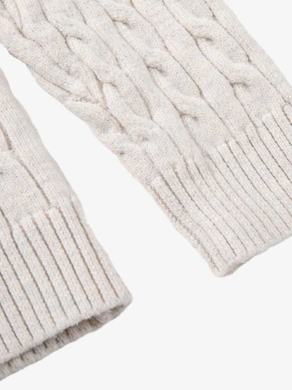 Cable Knit Wool Blend Half-Zip Sweater Men's Winter Warm Knitted Pullover 