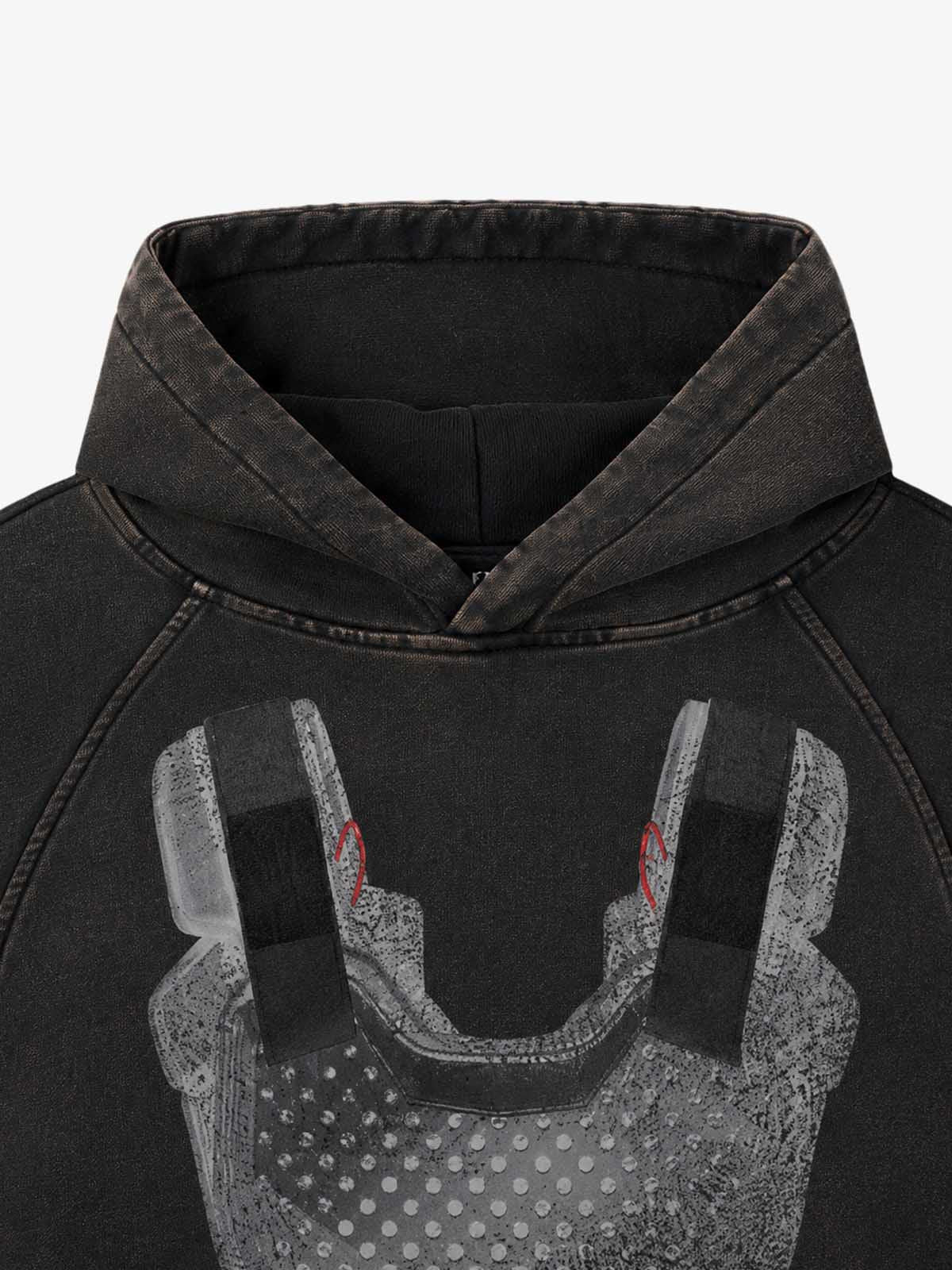 Tactical Vest Graphic Washed Boxy Hoodie