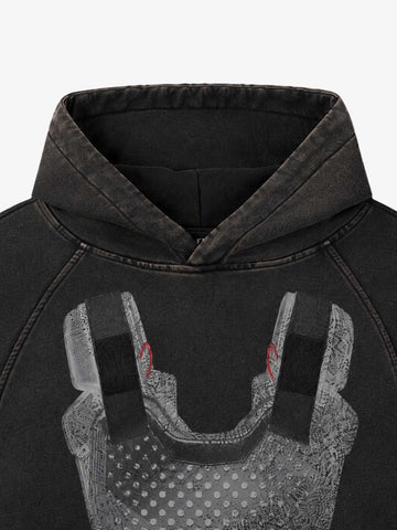Tactical Vest Graphic Washed Boxy Hoodie