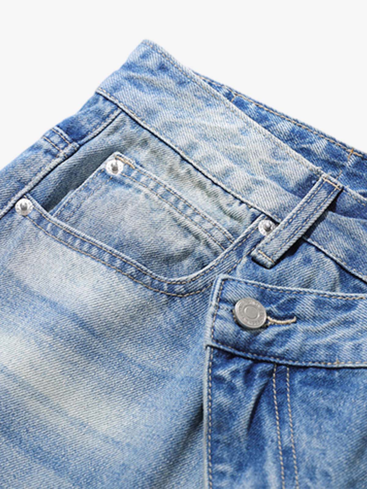 Belt Dislocation Creative Washed Jeans 