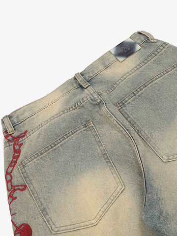 Graphic Distressed Skinny Jeans