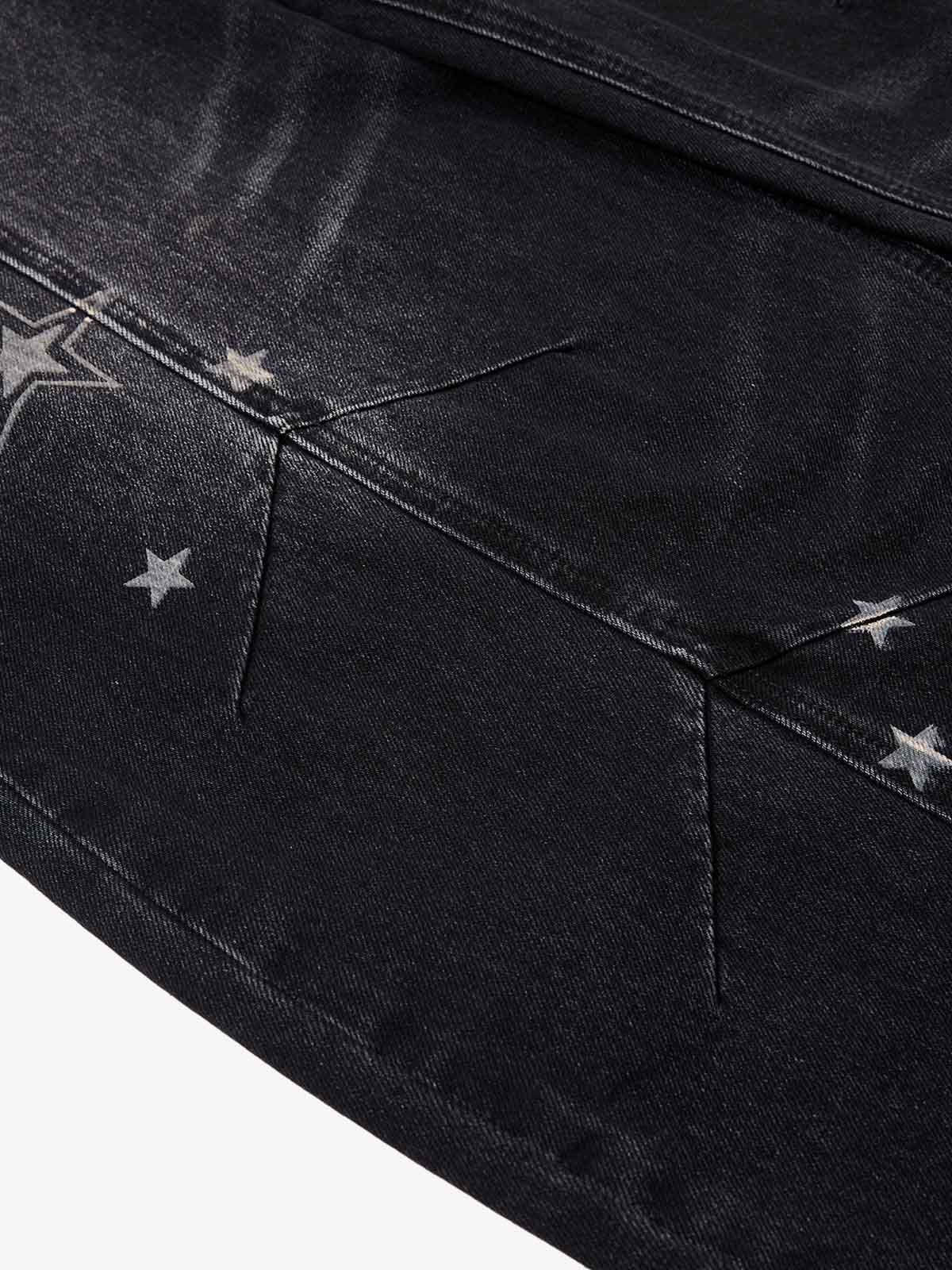 Vintage Star Print Washed Barrel Jeans 