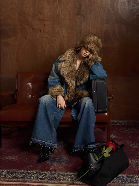Winter-Ready Corduroy Jacket with Faux Fur Trim for Men 