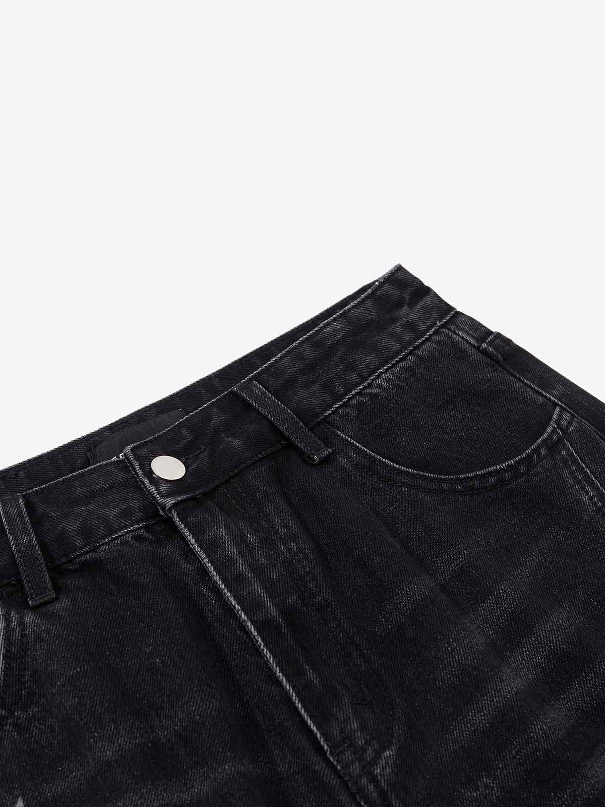 Vintage Star Print Washed Barrel Jeans 