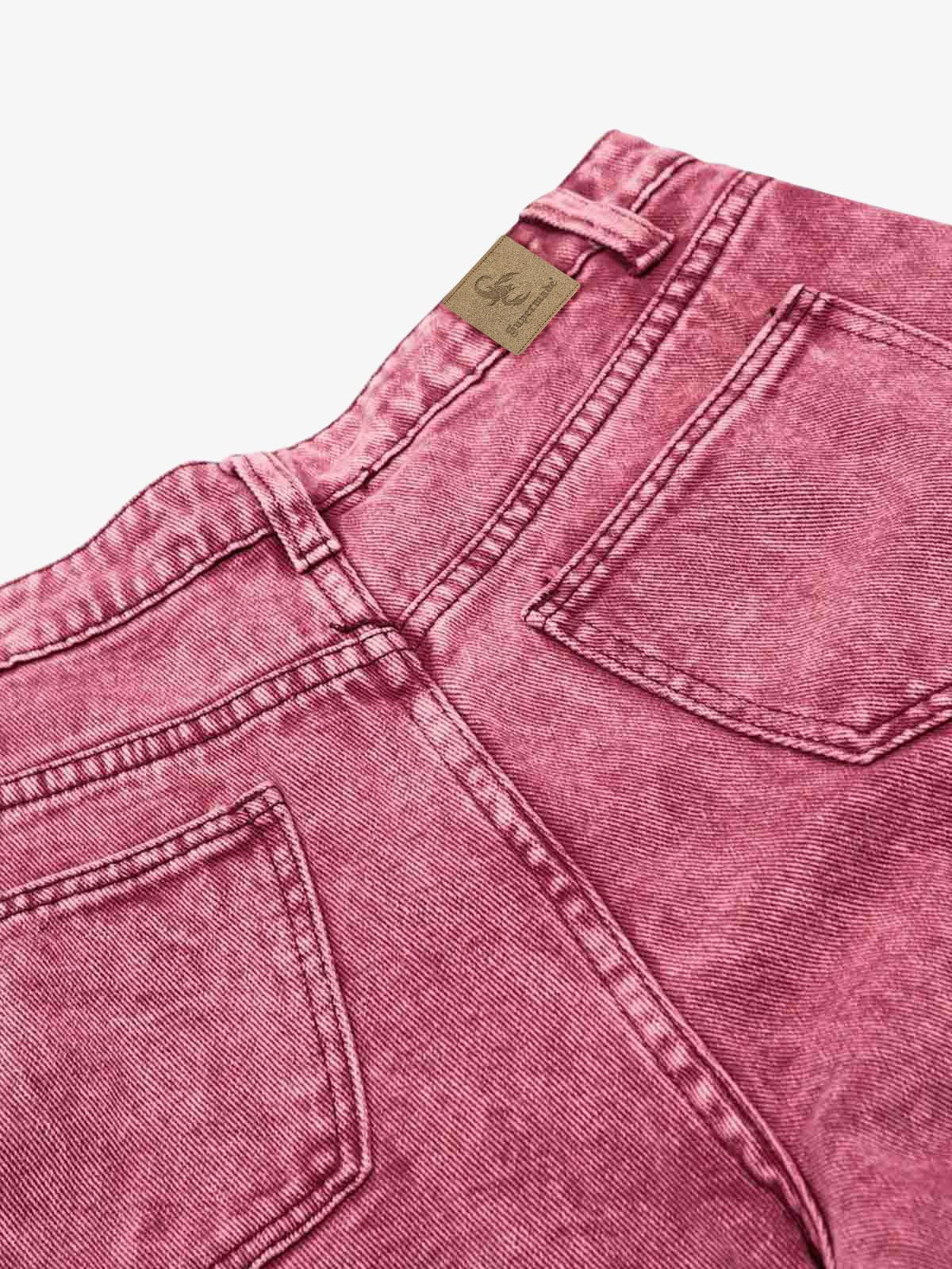 ボヘミアン風タペストリーパッチデニムジーンズ