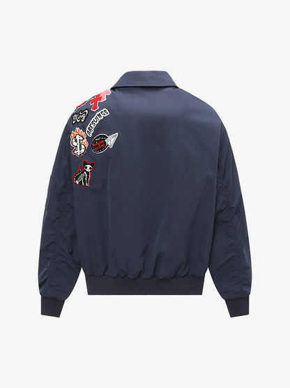 Original Design Bomber Jacket for Men and Women - Trendy Patches and High-Quality Construction 