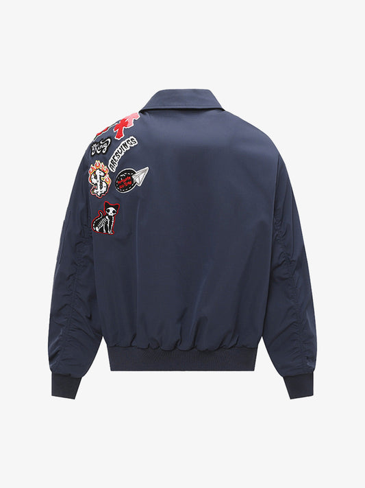Original Design Bomber Jacket for Men and Women - Trendy Patches and High-Quality Construction 