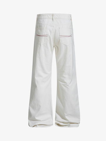 Bandana Accent Cream Flare Pants 