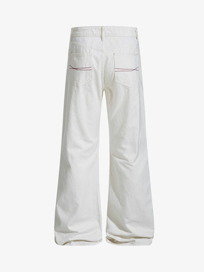 Bandana Accent Cream Flare Pants 