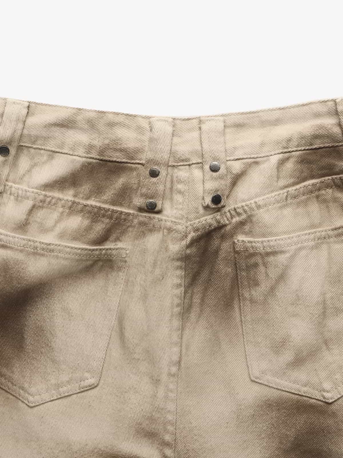 Retro Heavy Wash Gradient Cargo Barrel Jeans 