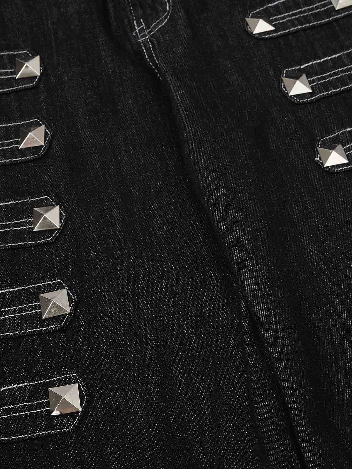 Square Studded Panelled Baggy Jeans 