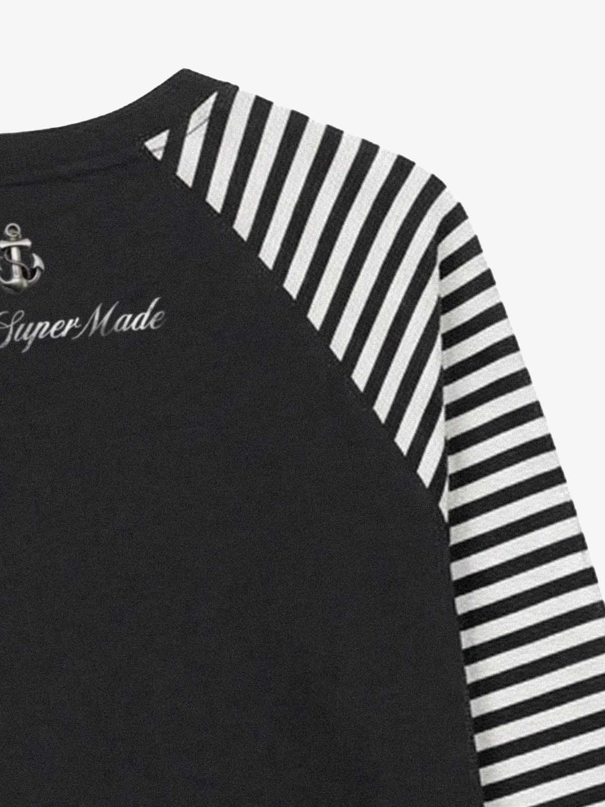 Anchor Graphic Raglan Long Sleeve Tee; Basic Black / S, Basic Black / M, Basic Black / L, Basic Black / XL, Basic Black / 2XL