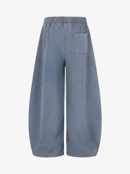 Lip Flag Graphic Distressed Washed Baggy Barrel Sweatpants