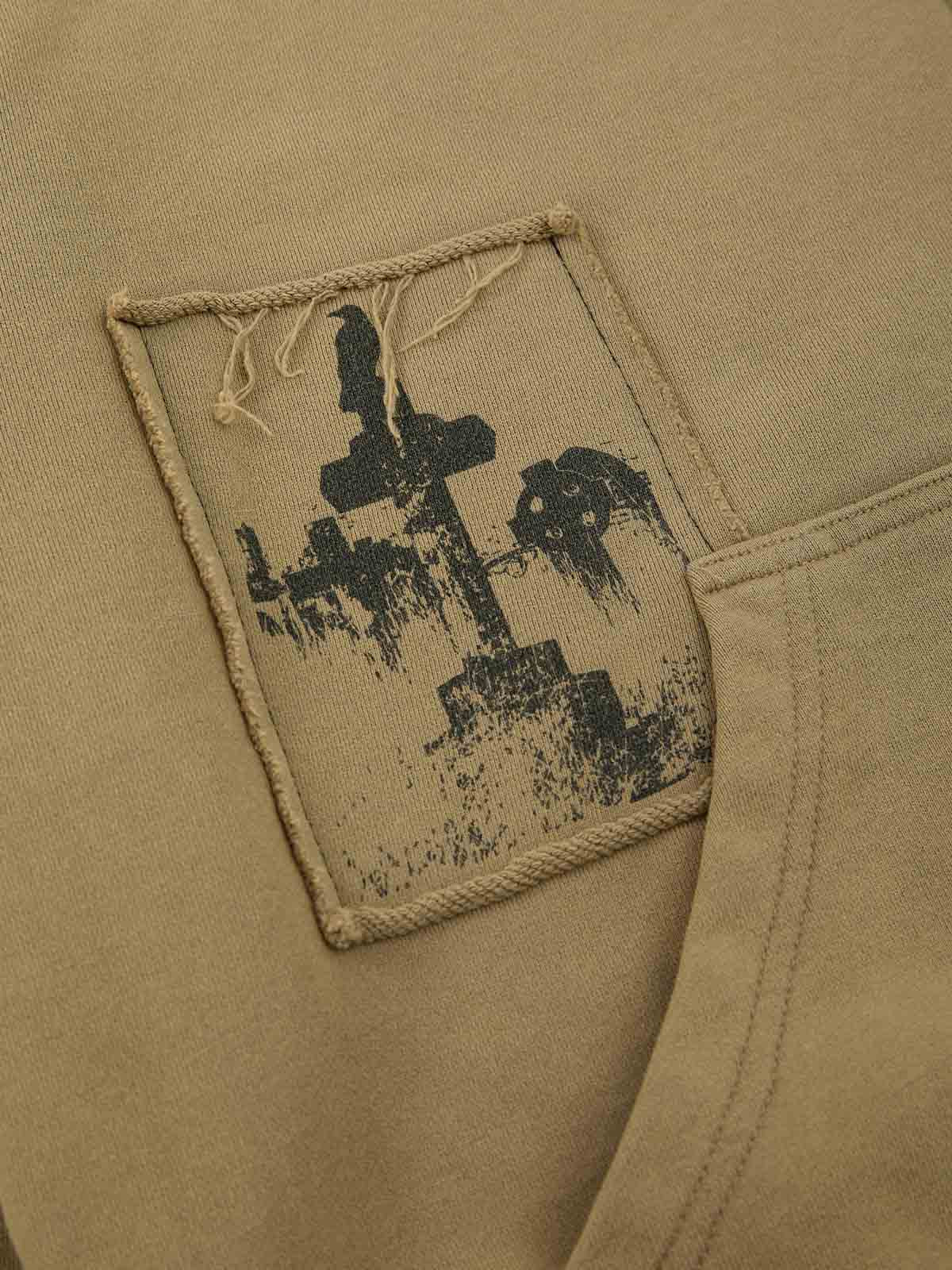 Cotton Blend Patchwork Bomber Jacket with Graphic Embroidery and Zipper Closure 