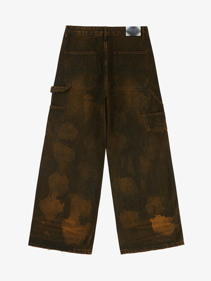 Vintage Mud-Dyed Wash Deconstructed Patchwork Jeans 