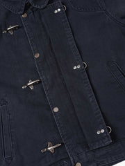 Distressed Metal Airplane-Buckle Work Jacket