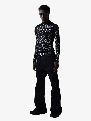 Punk Graphic Mesh Long Sleeve Top 