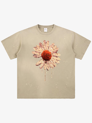 thesupermade Funny street basketball floral pattern design T-shirt 