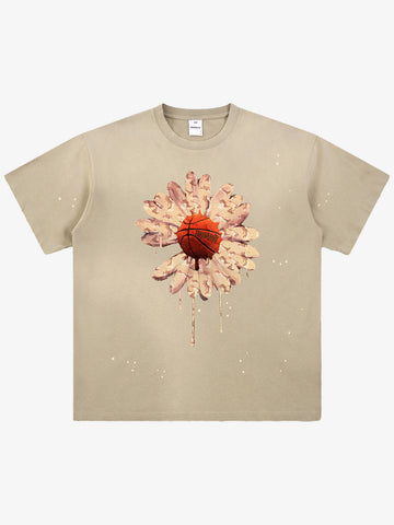 thesupermade Funny street basketball floral pattern design T-shirt 