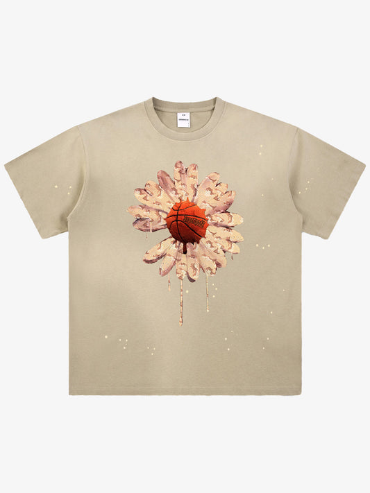 thesupermade Funny street basketball floral pattern design T-shirt 
