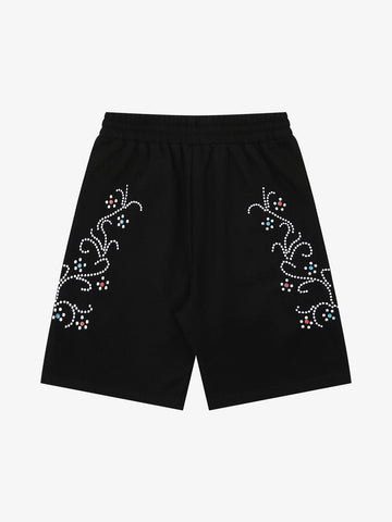 Rhinestone Graphic Knit Shorts 