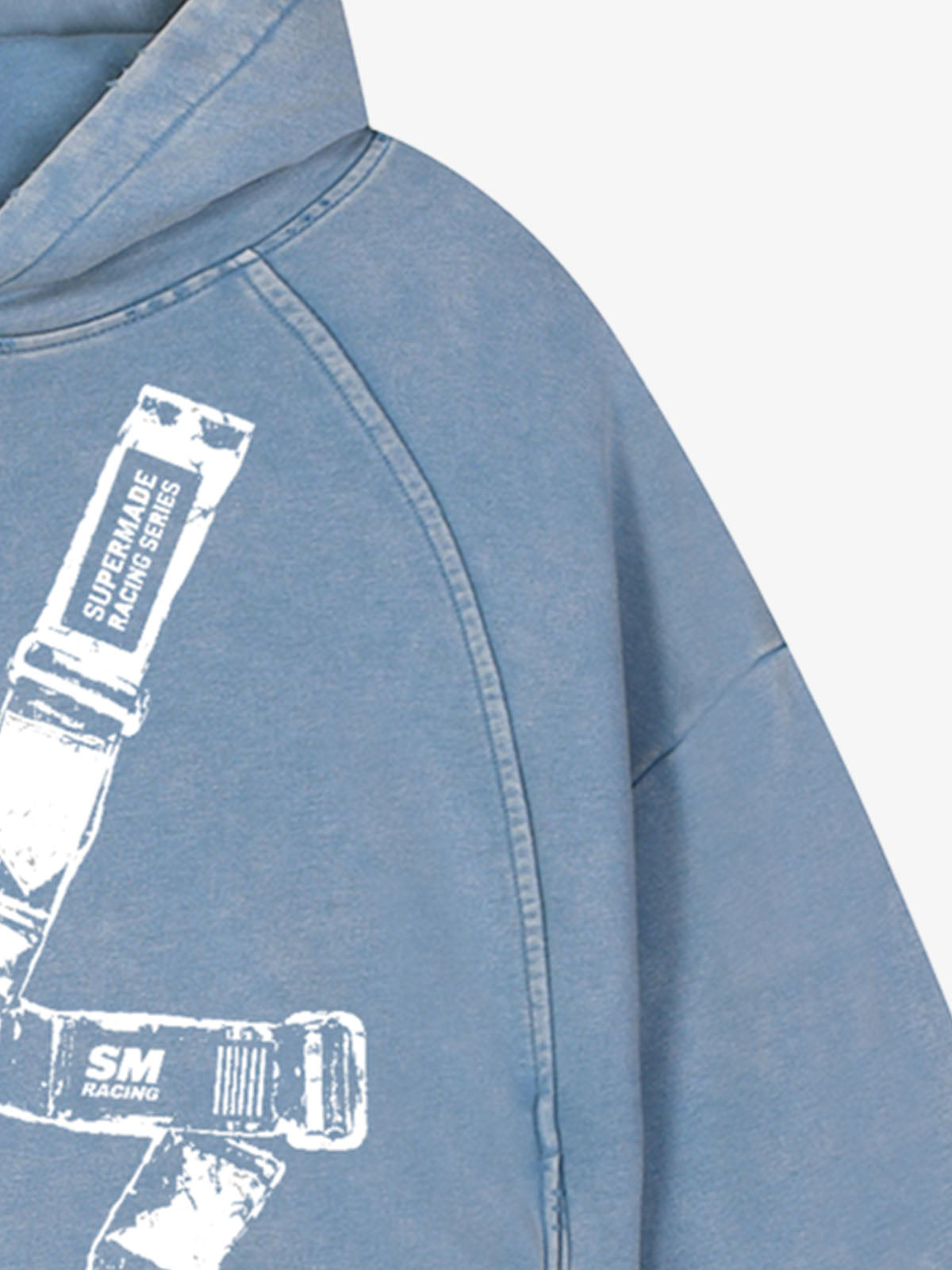 Racing Seatbelt Graphic Washed Distressed Hoodie
