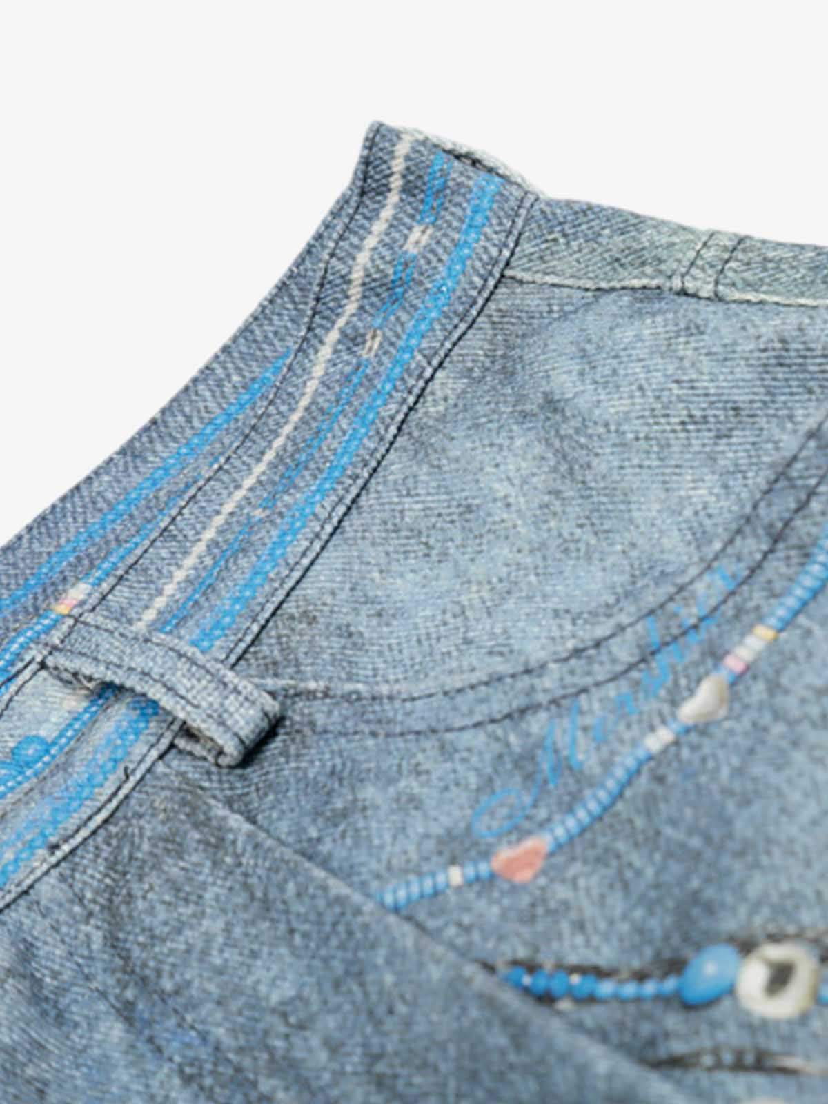 Hand-Painted Floral Denim Shorts for Summer Fashion 