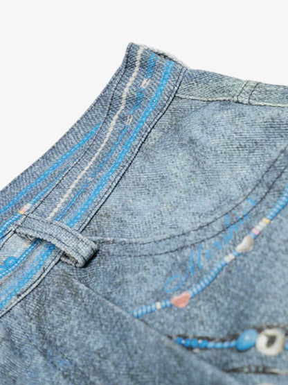 Hand-Painted Floral Denim Shorts for Summer Fashion 