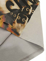 Grunge Graphic Fake Layer Camo Sleeve T-Shirt 