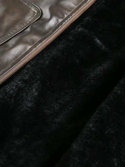 Thesupermade American Retro PU Leather Stand Collar Workwear Motorcycle Vest 